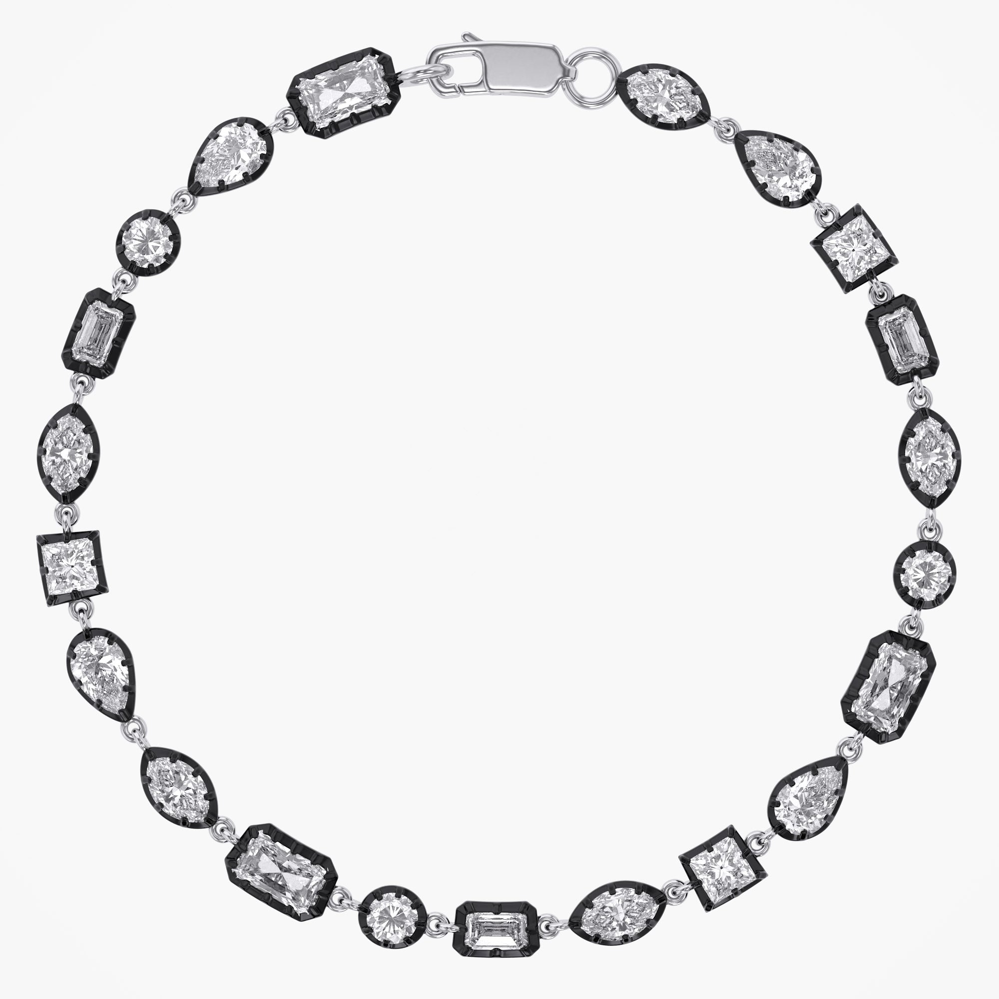 Multi Shape 4.40 Carat Lab Grown Diamond Two Tone Bracelet