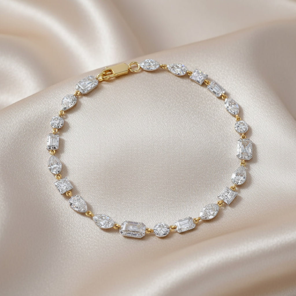 Multi Shape 4.40 Carat Lab Grown Diamond Two Tone Bracelet