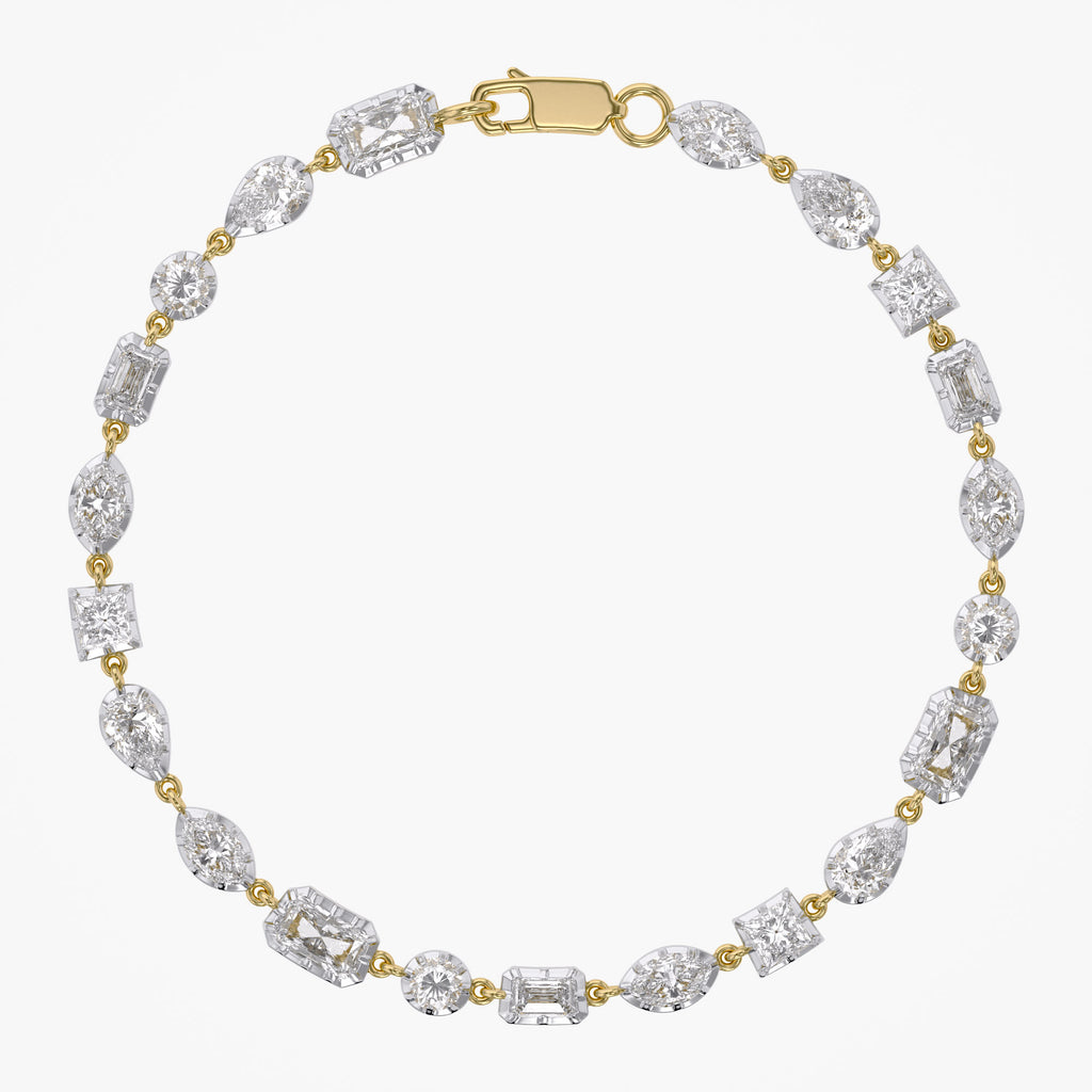 Multi Shape 4.40 Carat Lab Grown Diamond Two Tone Bracelet