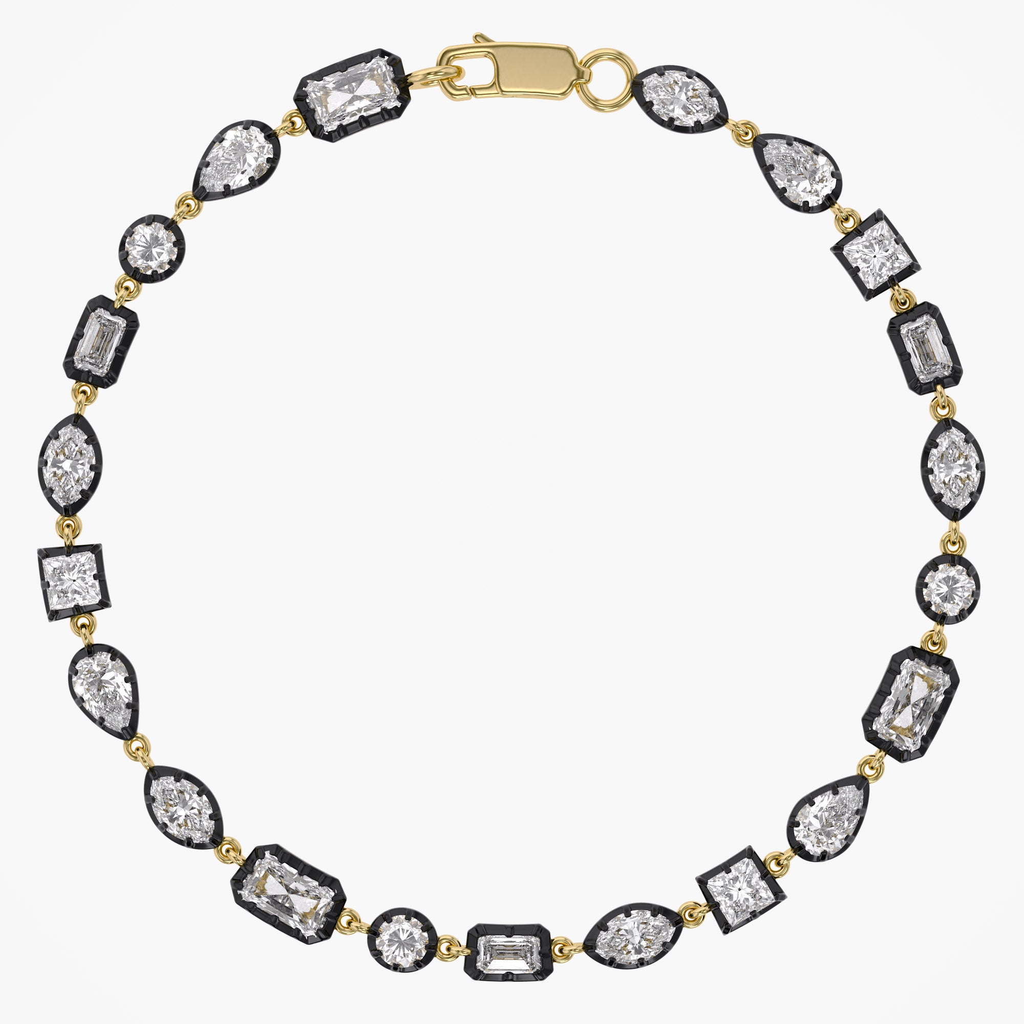 Multi Shape 4.40 Carat Lab Grown Diamond Two Tone Bracelet