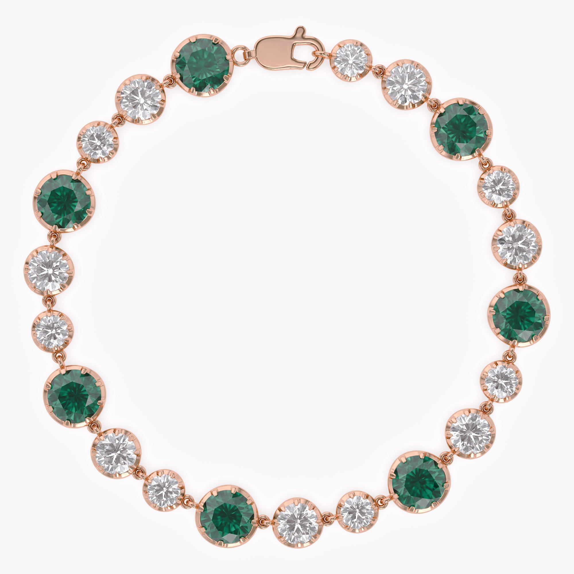 Round Shape 10.95 Carat Lab Diamond and Gemstone Georgian  Bracelet