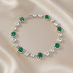 11.06 TCW Round Cut Lab  Grown Diamond and Gemstone Georgian  Bracelet