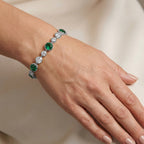 11.06 TCW Round Cut Lab  Grown Diamond and Gemstone Georgian  Bracelet