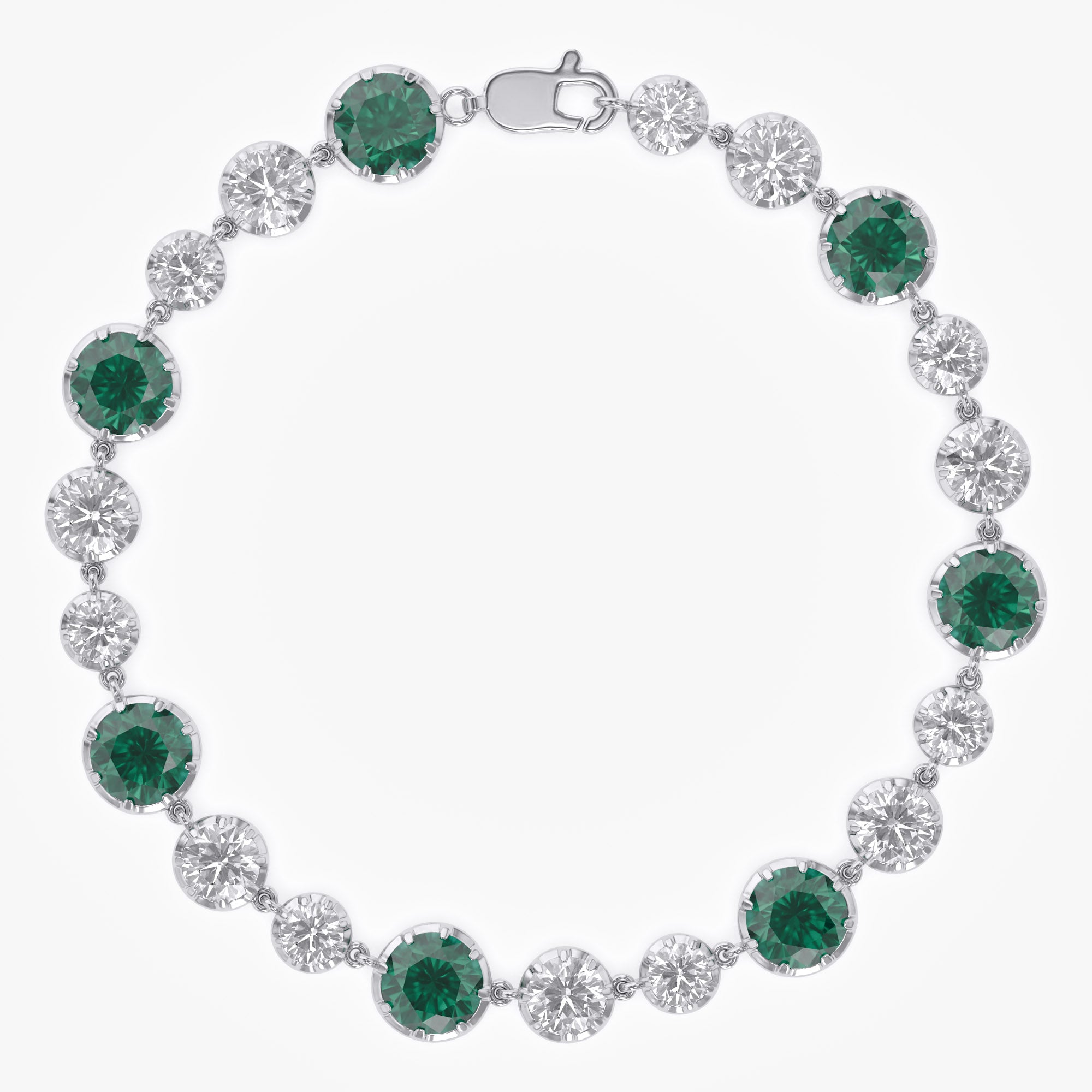 Round Shape 10.95 Carat Lab Diamond and Gemstone Georgian  Bracelet