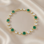 11.06 TCW Round Cut Lab  Grown Diamond and Gemstone Georgian  Bracelet