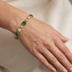 11.06 TCW Round Cut Lab  Grown Diamond and Gemstone Georgian  Bracelet