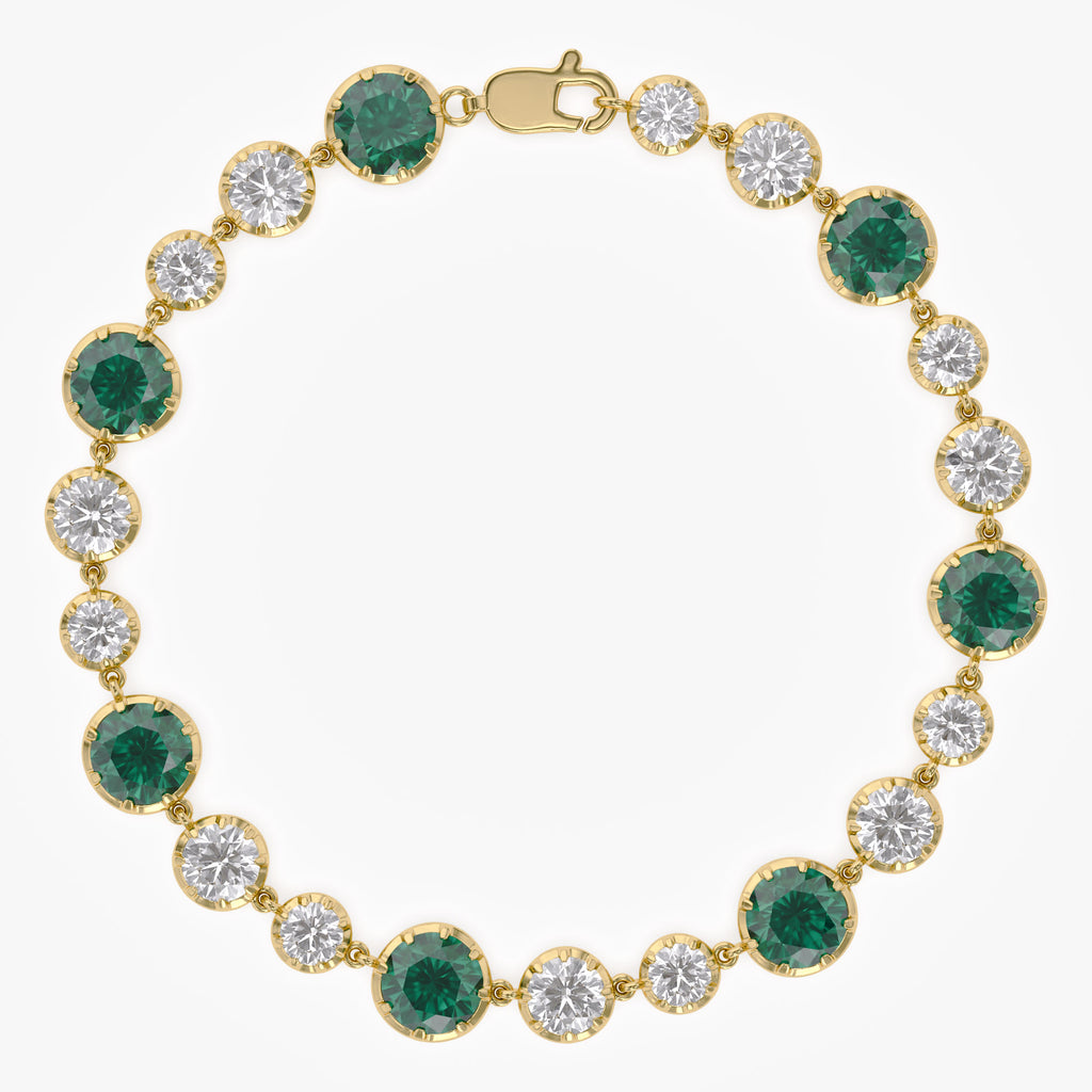 Round Shape 10.95 Carat Lab Diamond and Gemstone Georgian  Bracelet