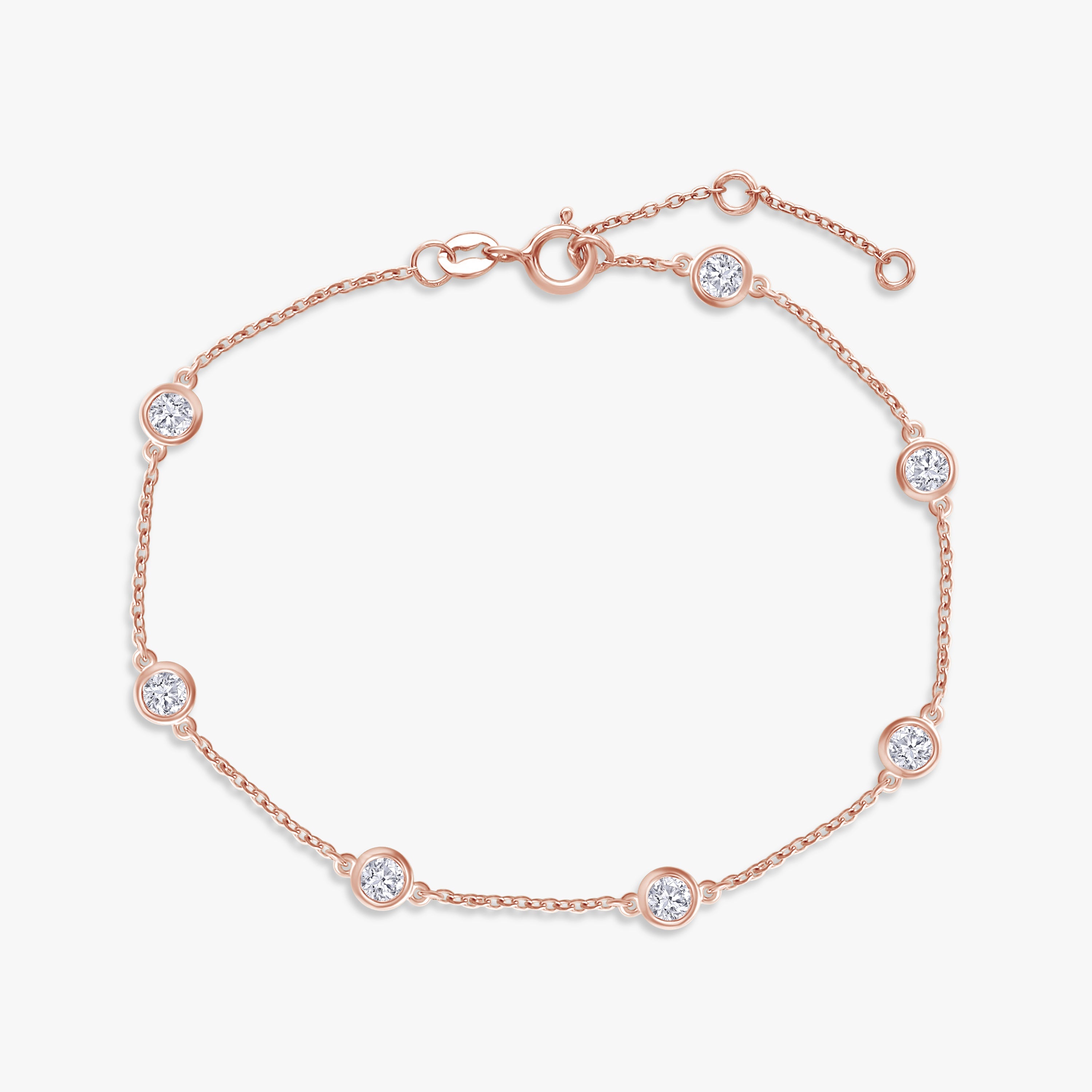 Round Shape 0.65 Carat Lab grown Diamond Station Bracelet