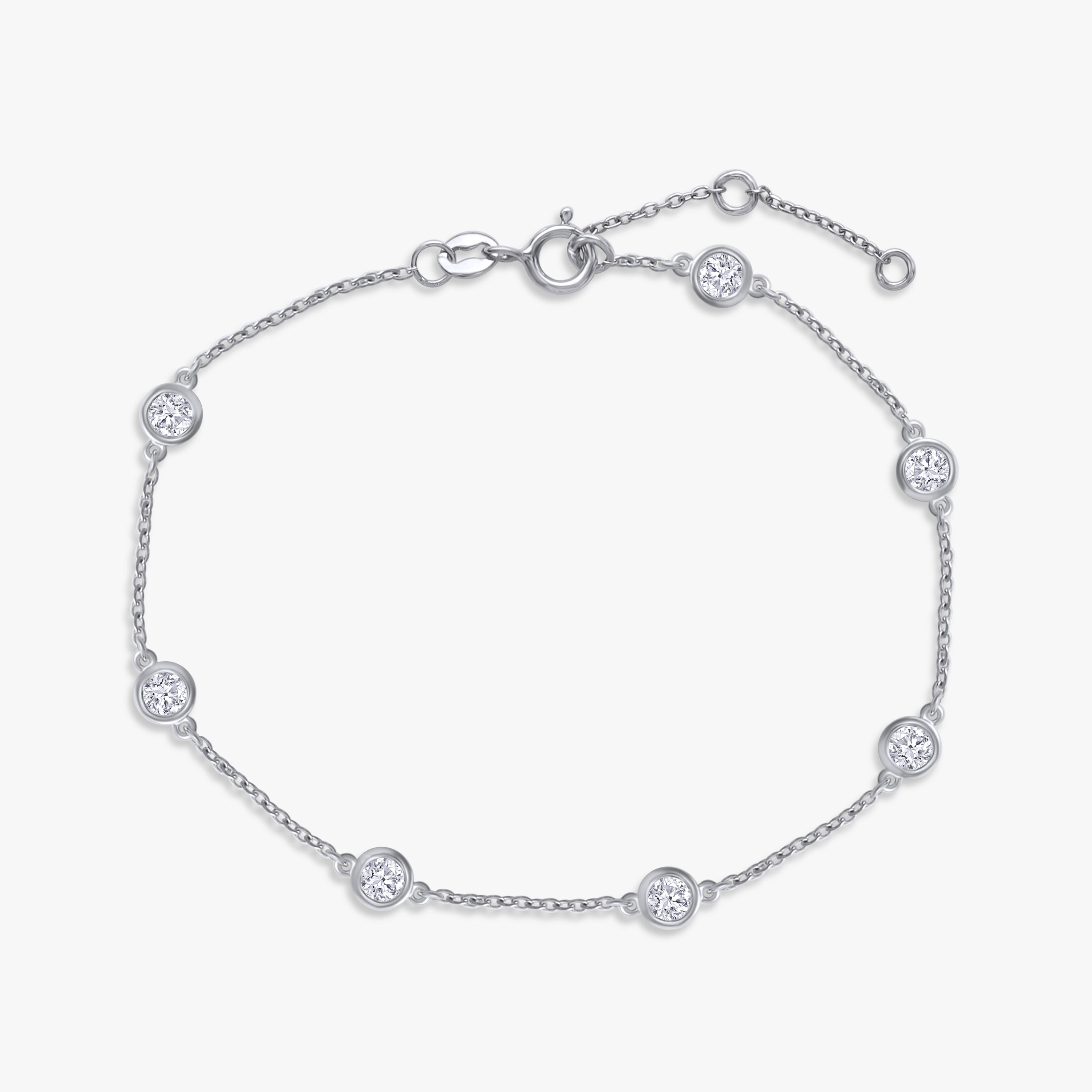 Round Shape 0.65 Carat Lab grown Diamond Station Bracelet
