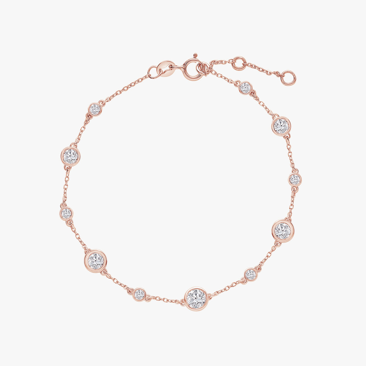 1.08 TCW Round Shape Lab Grown Diamond Station Bracelet