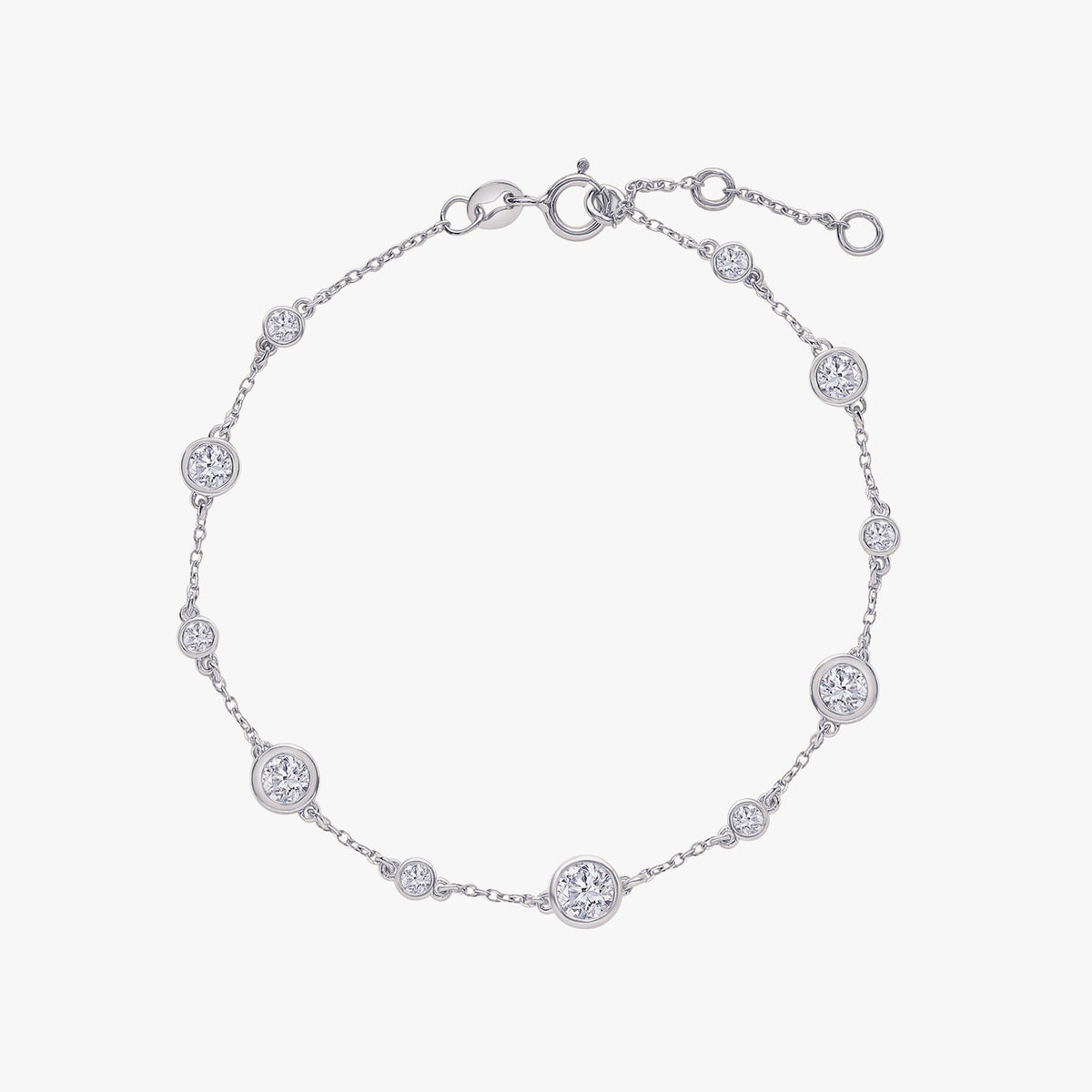 1.08 TCW Round Shape Lab Grown Diamond Station Bracelet
