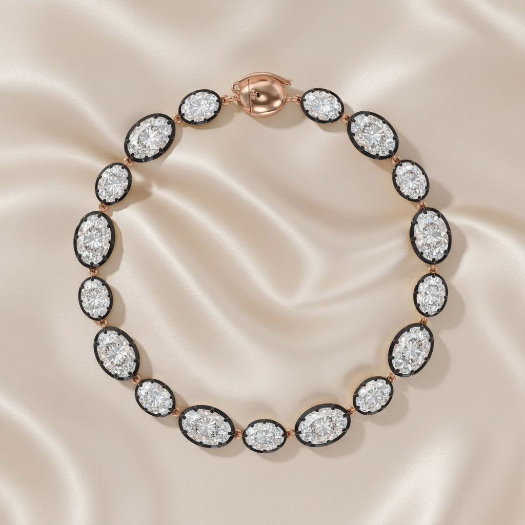 Oval Shape 16.10 Carat Lab Grown Diamond Two Tone Bracelet