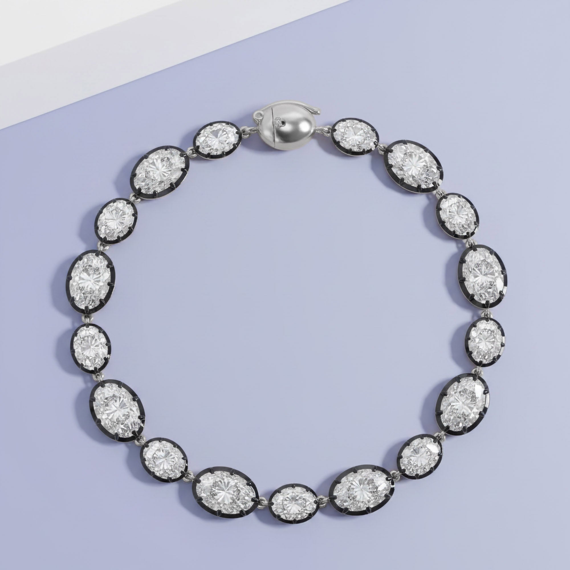 Oval Shape 16.10 Carat Lab Grown Diamond Two Tone Bracelet