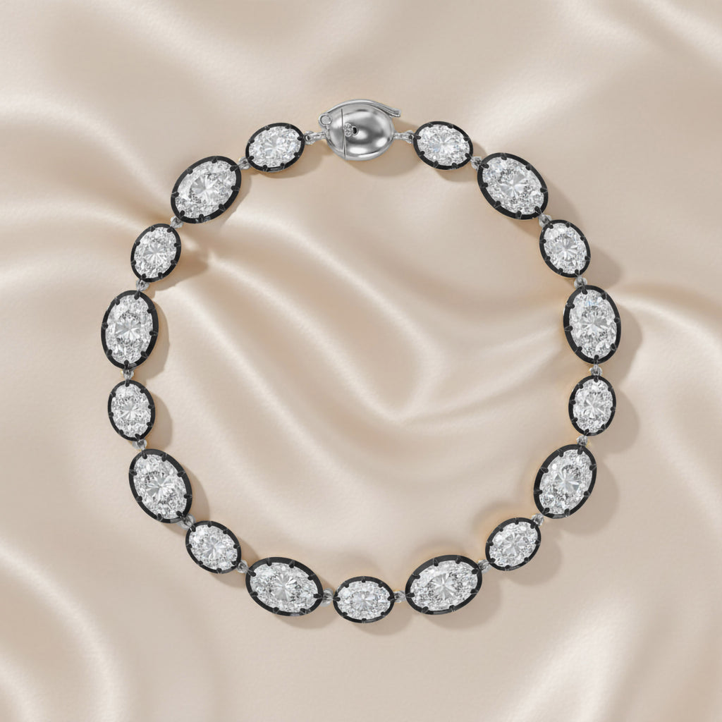Oval Shape 16.10 Carat Lab Grown Diamond Two Tone Bracelet