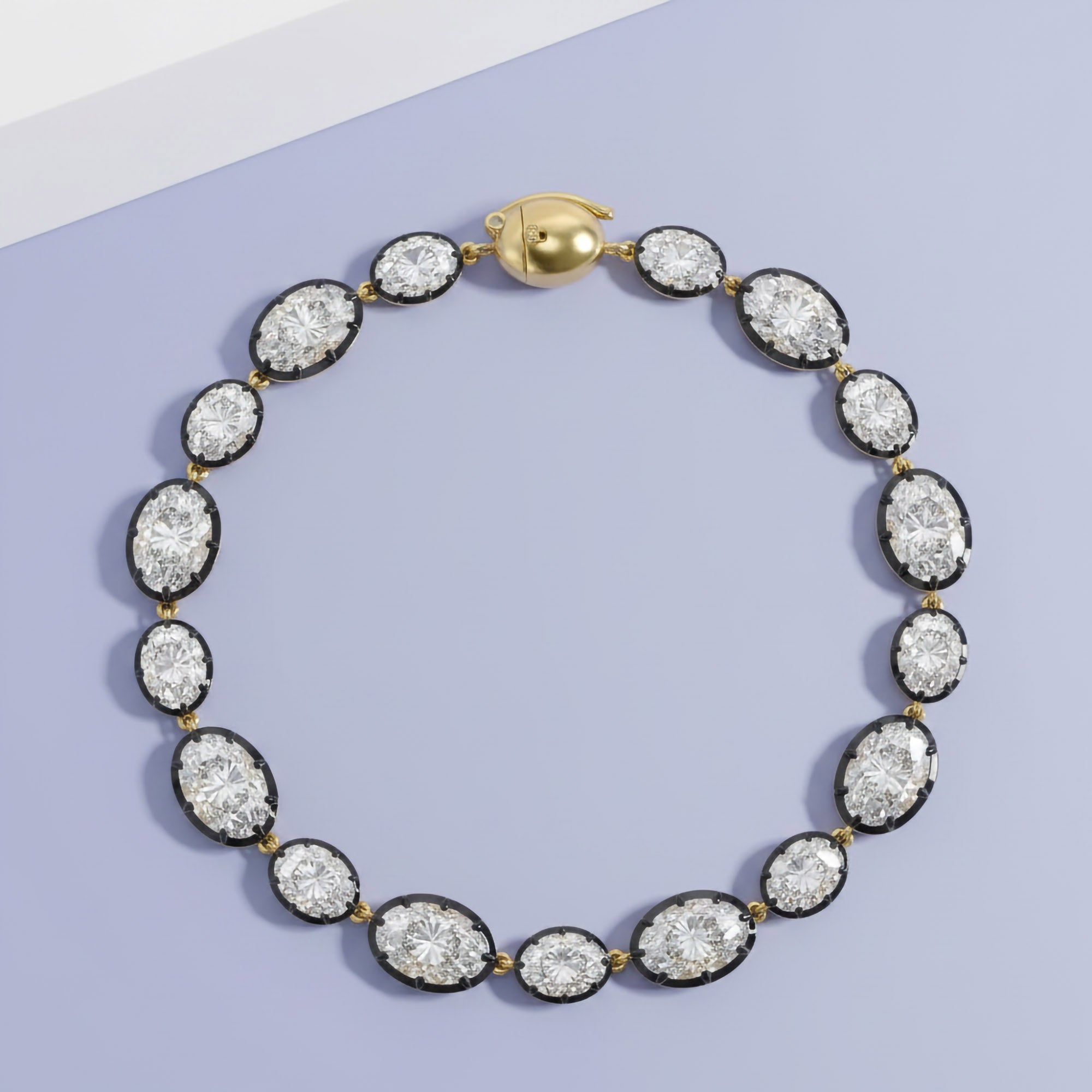 Oval Shape 16.10 Carat Lab Grown Diamond Two Tone Bracelet