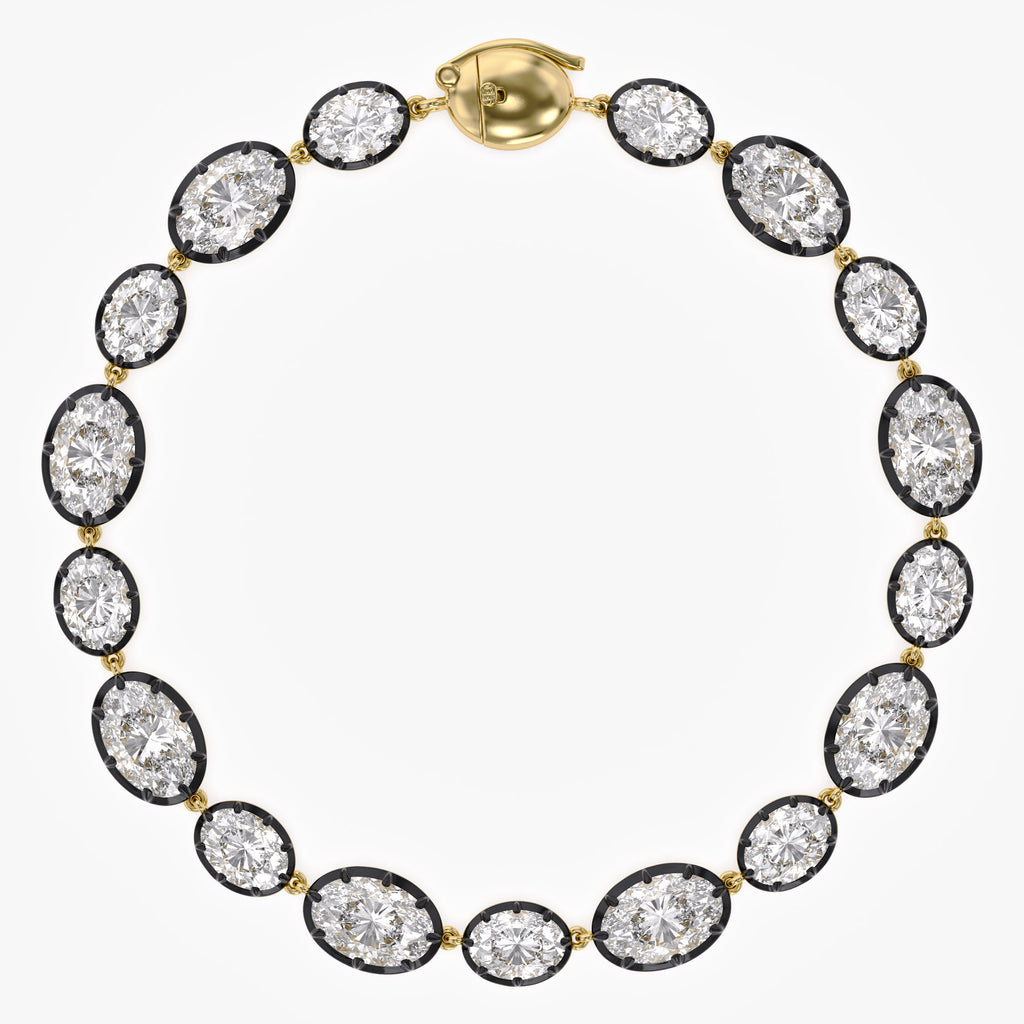 Oval Shape 16.10 Carat Lab Grown Diamond Two Tone Bracelet