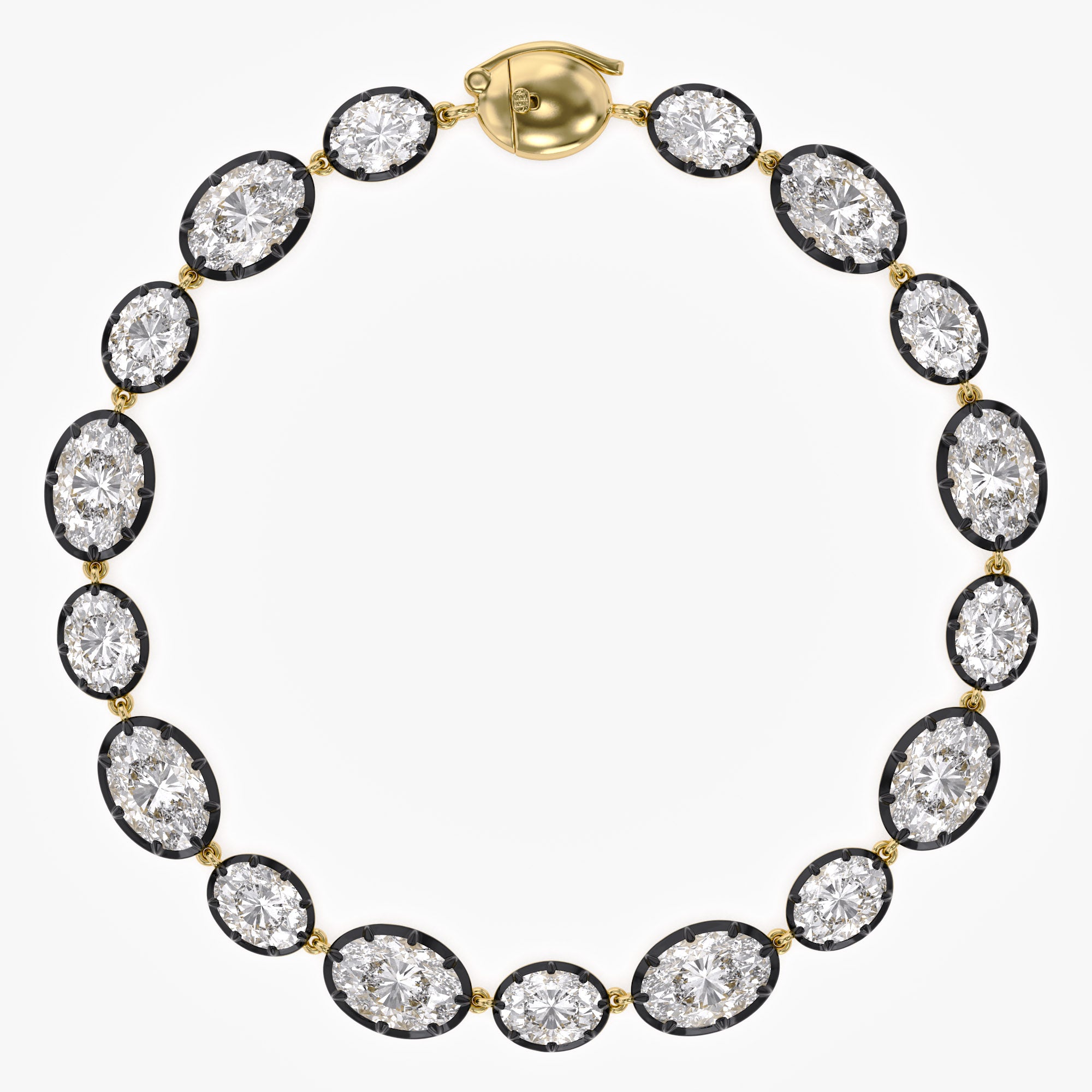 Oval Shape 16.10 Carat Lab Grown Diamond Two Tone Bracelet