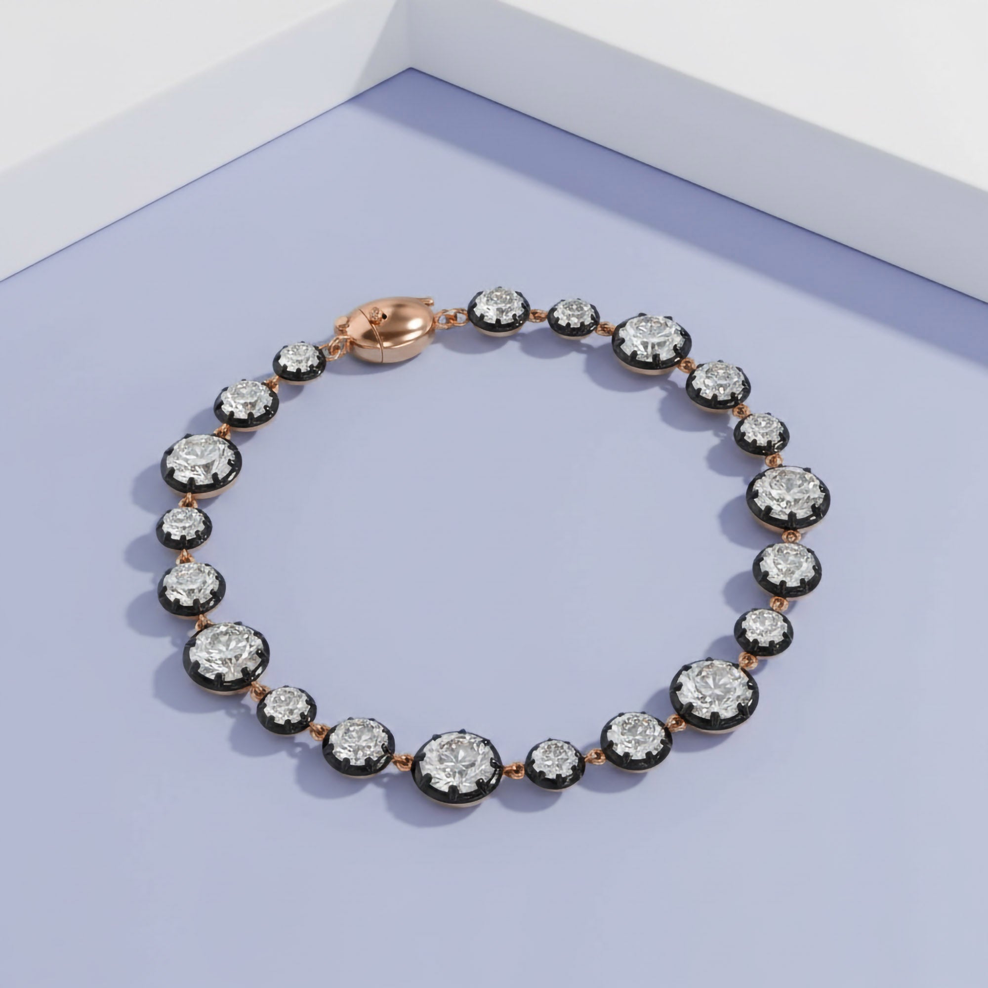 Round Shape 11.40 carat Lab grown Diamond Two Tone Bracelet