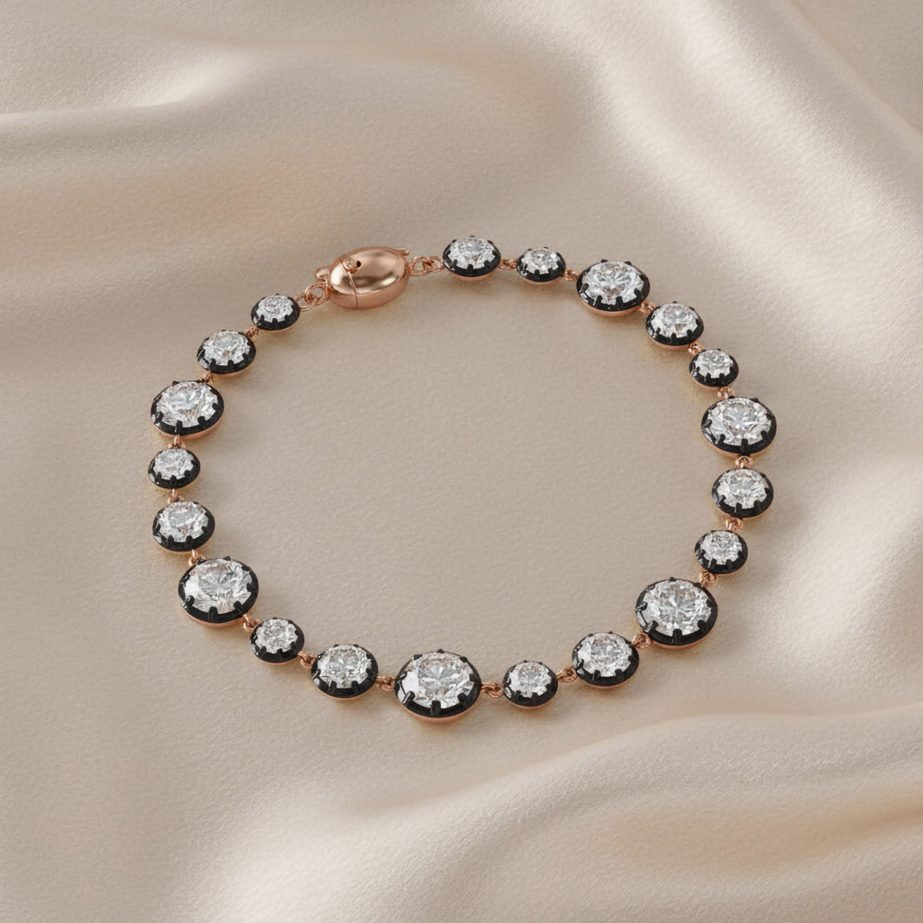 Round Shape 11.40 carat Lab grown Diamond Two Tone Bracelet