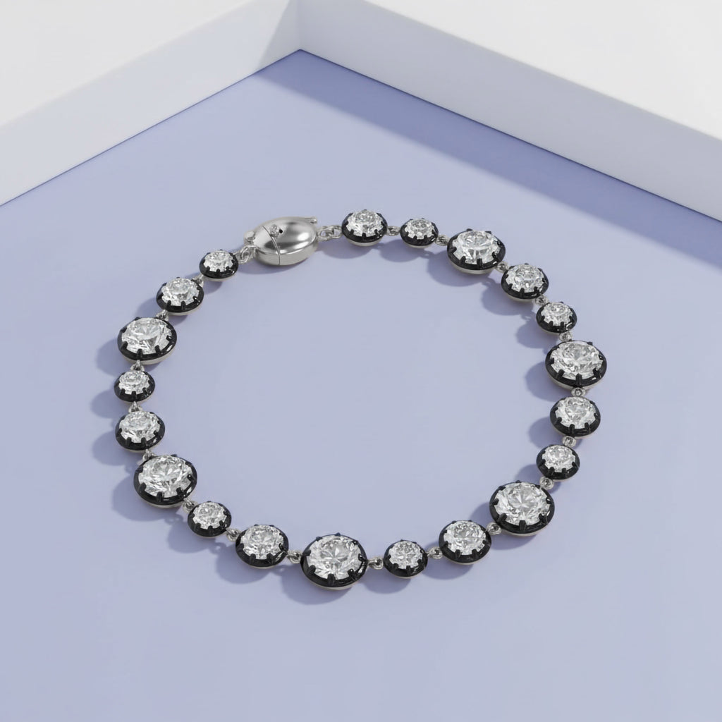 Round Shape 11.40 carat Lab grown Diamond Two Tone Bracelet
