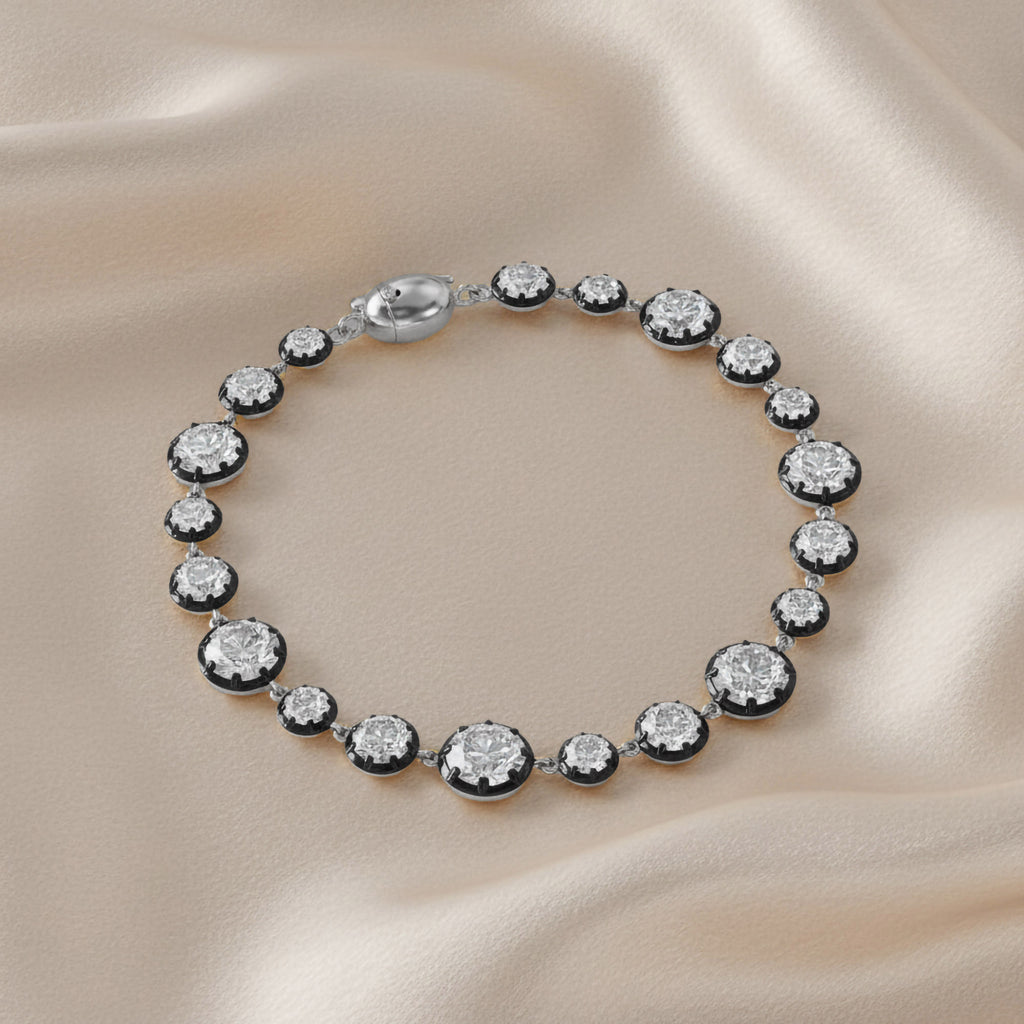 Round Shape 11.40 carat Lab grown Diamond Two Tone Bracelet