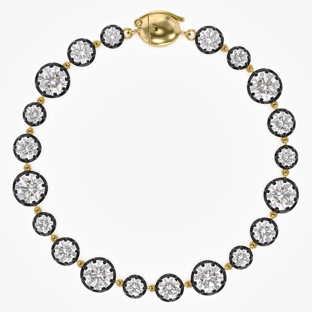 Round Shape 11.40 carat Lab grown Diamond Two Tone Bracelet