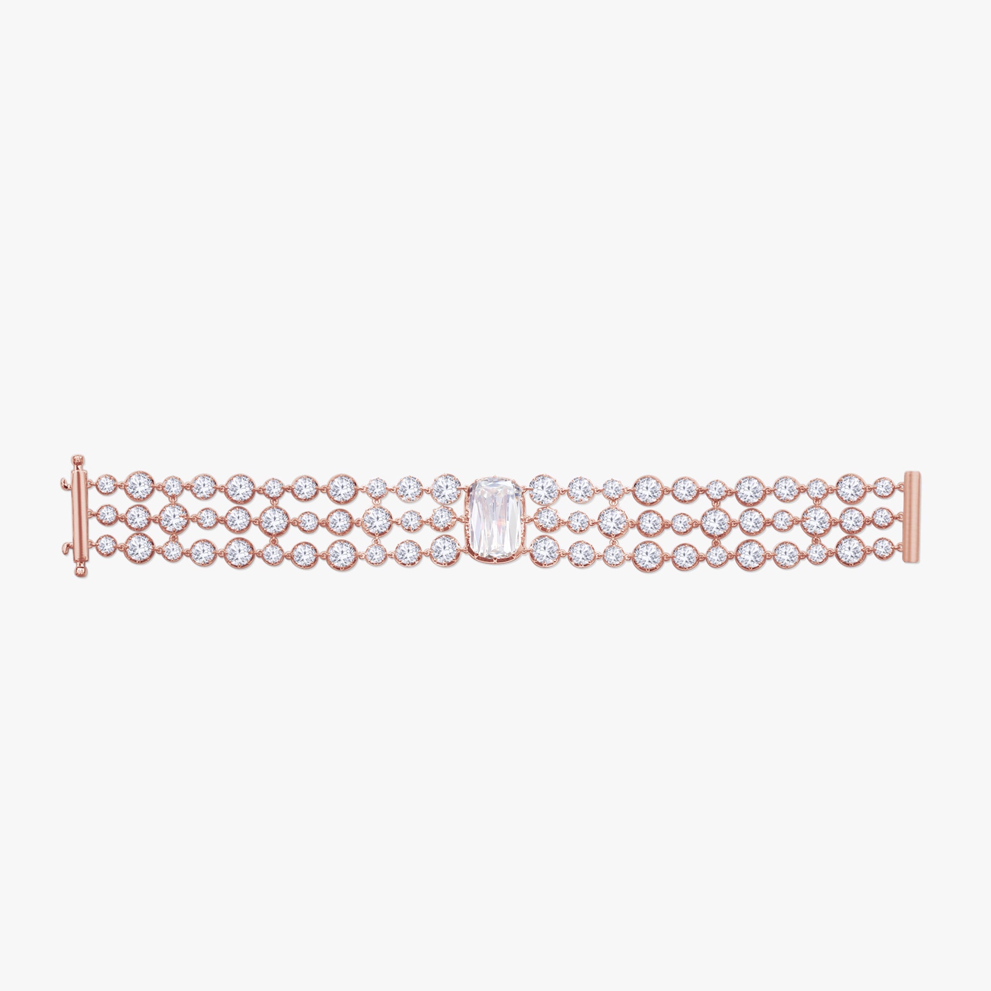 30.75 Carat Cushion and Round Shape  Lab-grown-diamond 3 row Bracelet