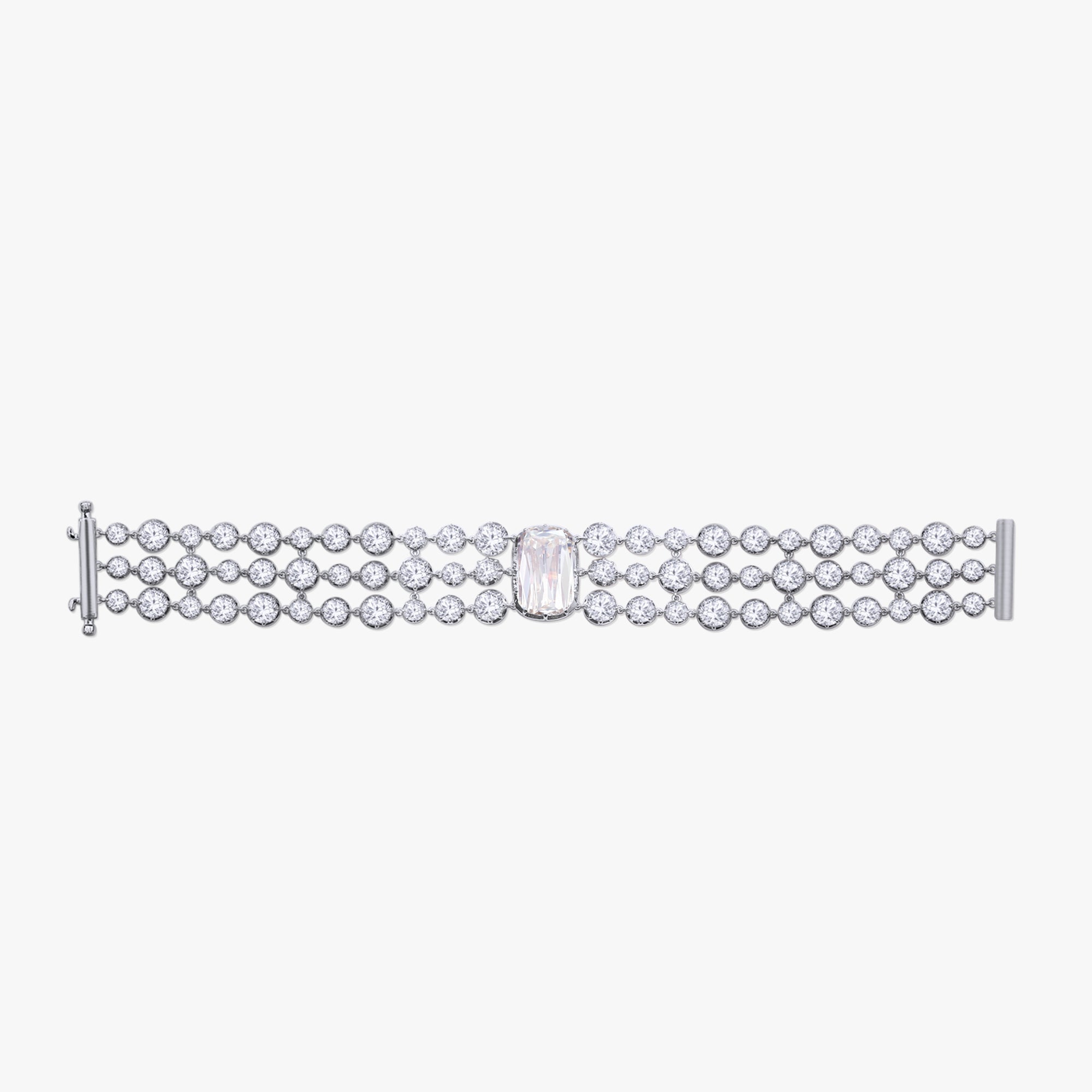 30.75 Carat Cushion and Round Shape  Lab-grown-diamond 3 row Bracelet