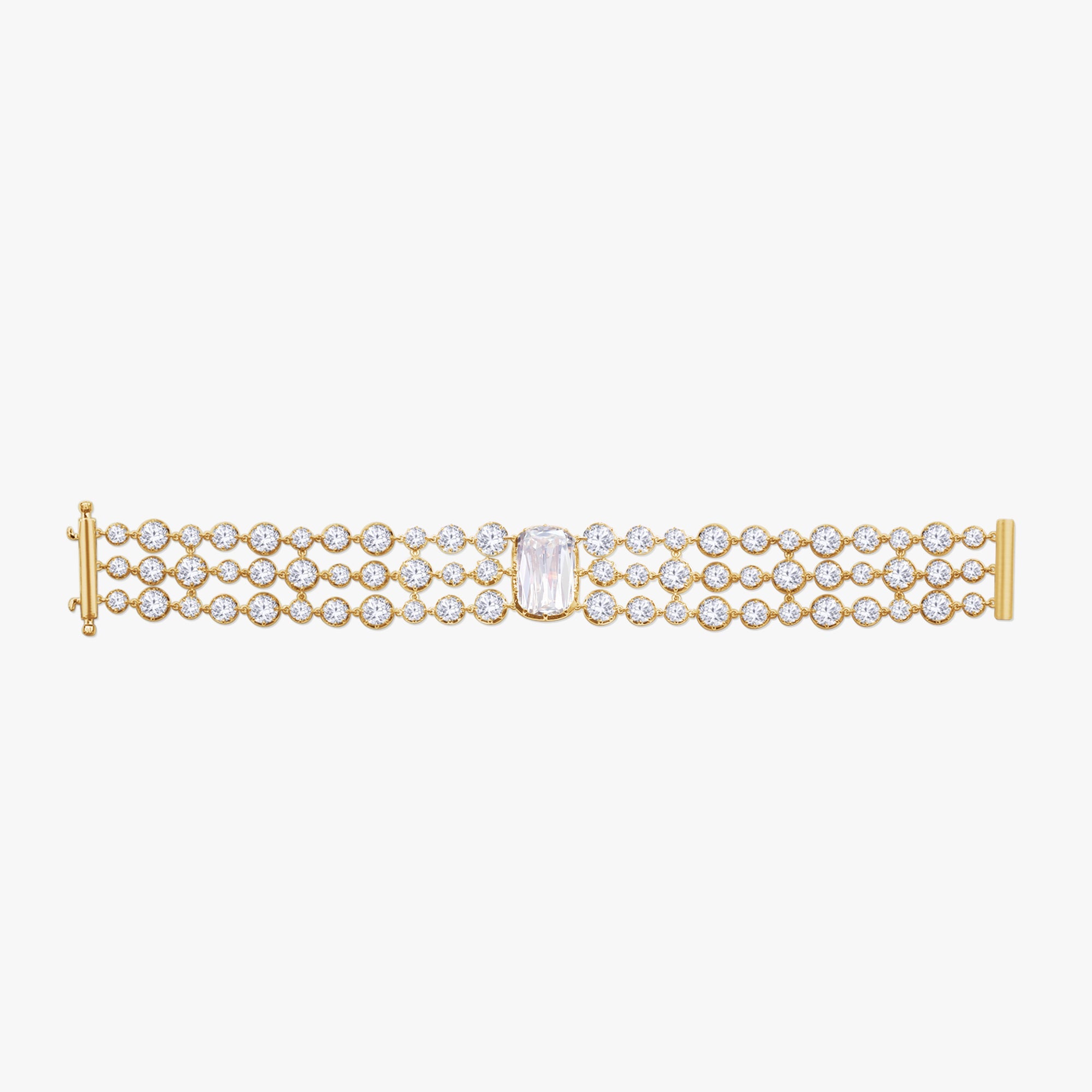 30.75 Carat Cushion and Round Shape  Lab-grown-diamond 3 row Bracelet