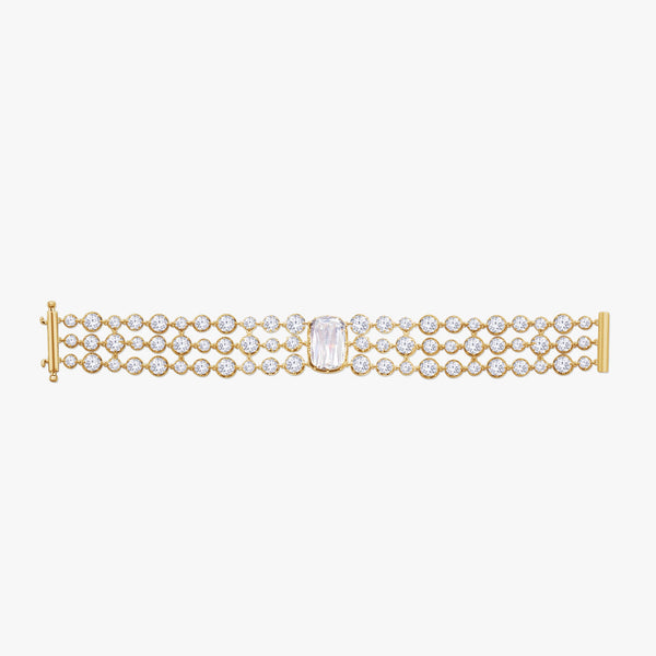 30.75 Carat Cushion and Round Shape  Lab-grown-diamond 3 row Bracelet