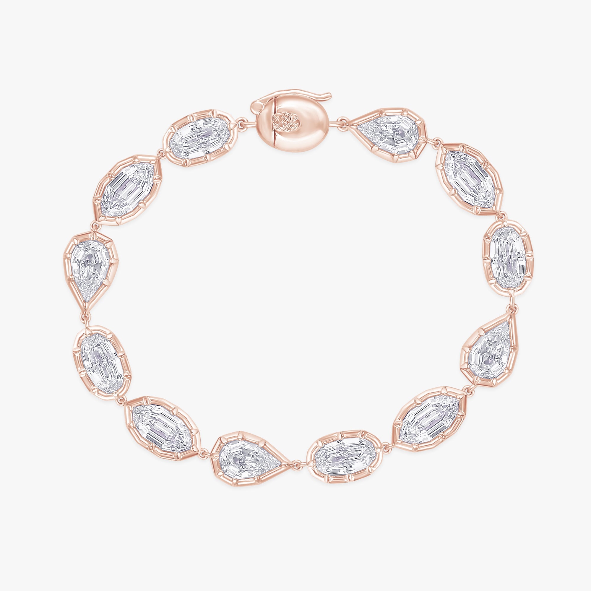 12.60 Carat Multishape Lab Grown Diamond Link Bracelet