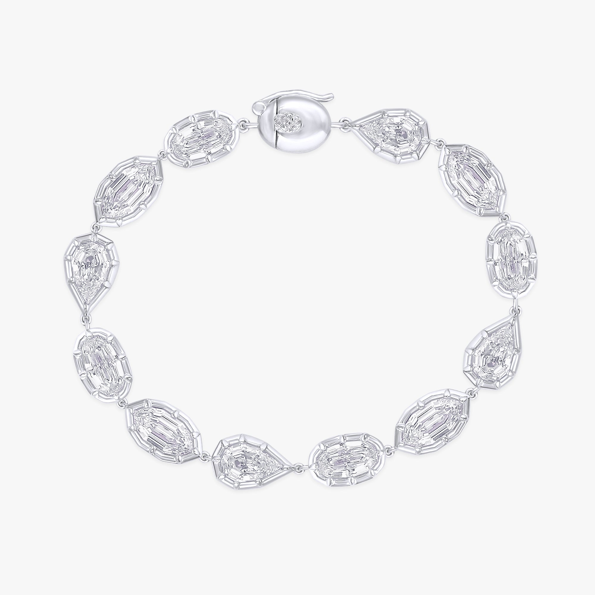 12.60 Carat Multishape Lab Grown Diamond Link Bracelet