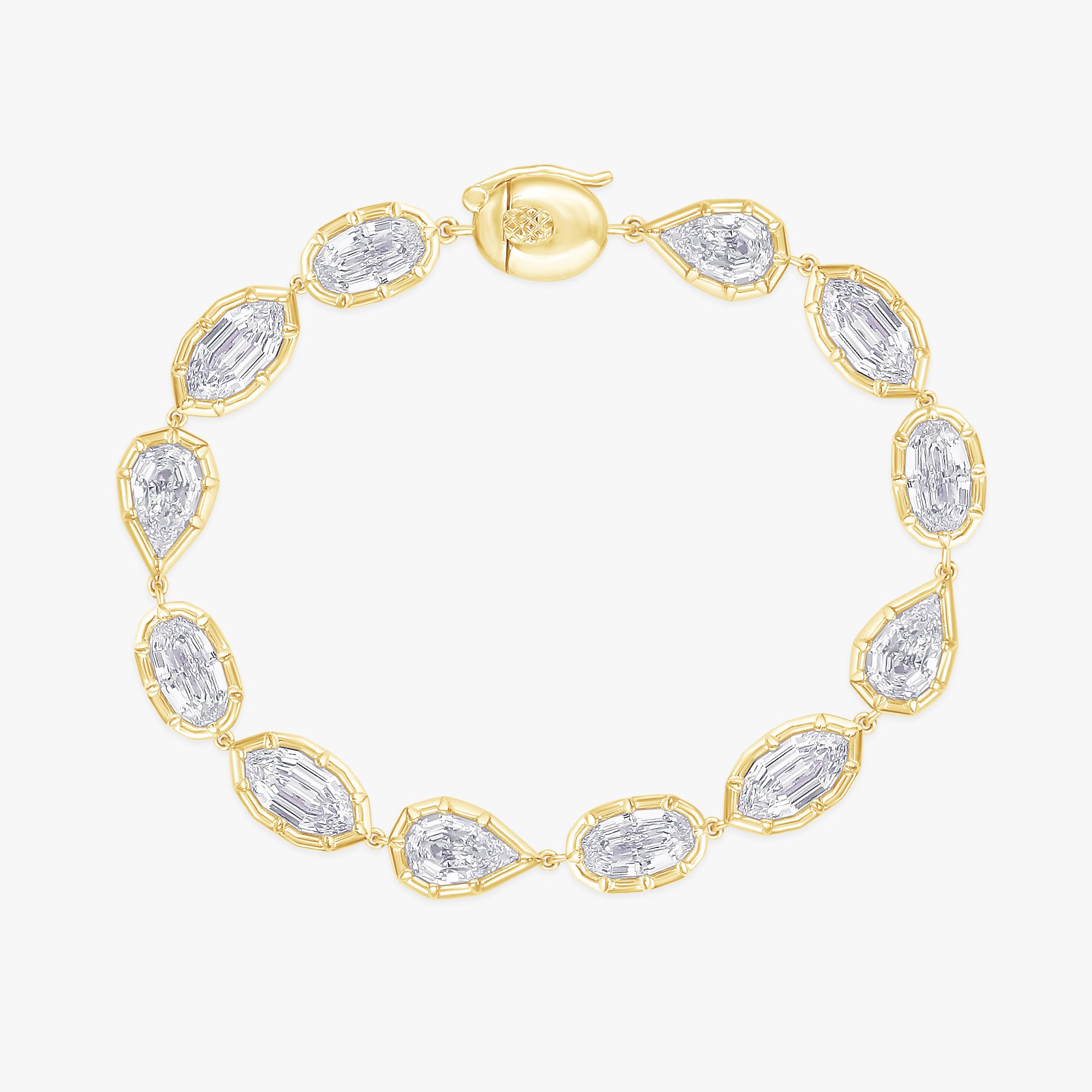 12.60 Carat Multishape Lab Grown Diamond Link Bracelet