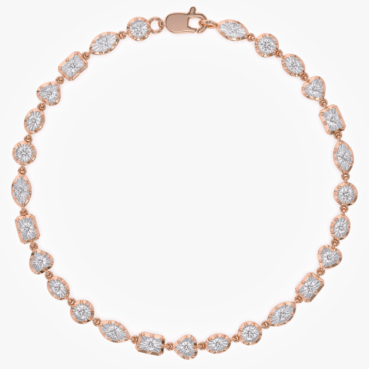 1.00 CTW Multi Shape  Lab-Grown Diamond Tennis Bracelet