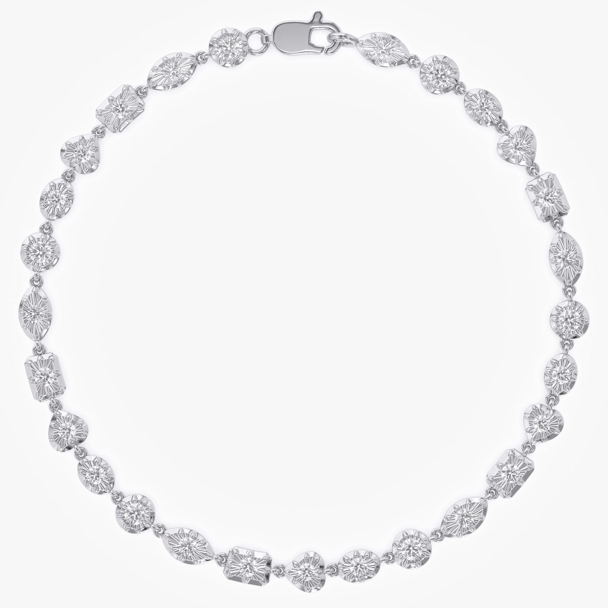 1.00 CTW Multi Shape  Lab-Grown Diamond Tennis Bracelet