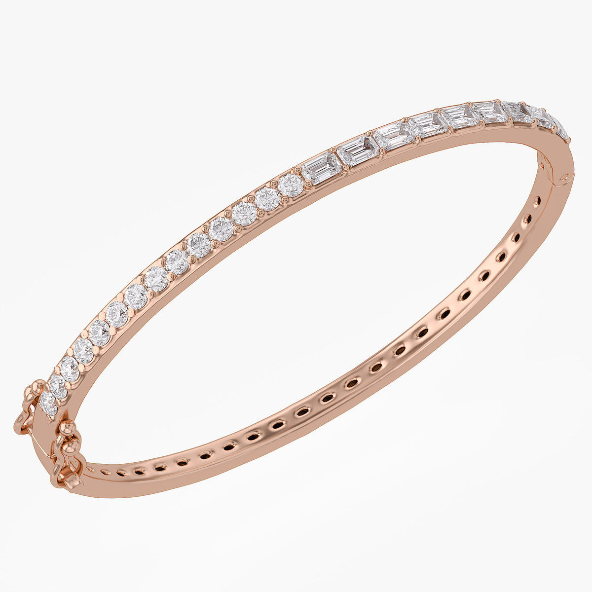 2.00 Carat Taper and Round Cut Lab Grown Diamond Tennis Bangle Bracelet