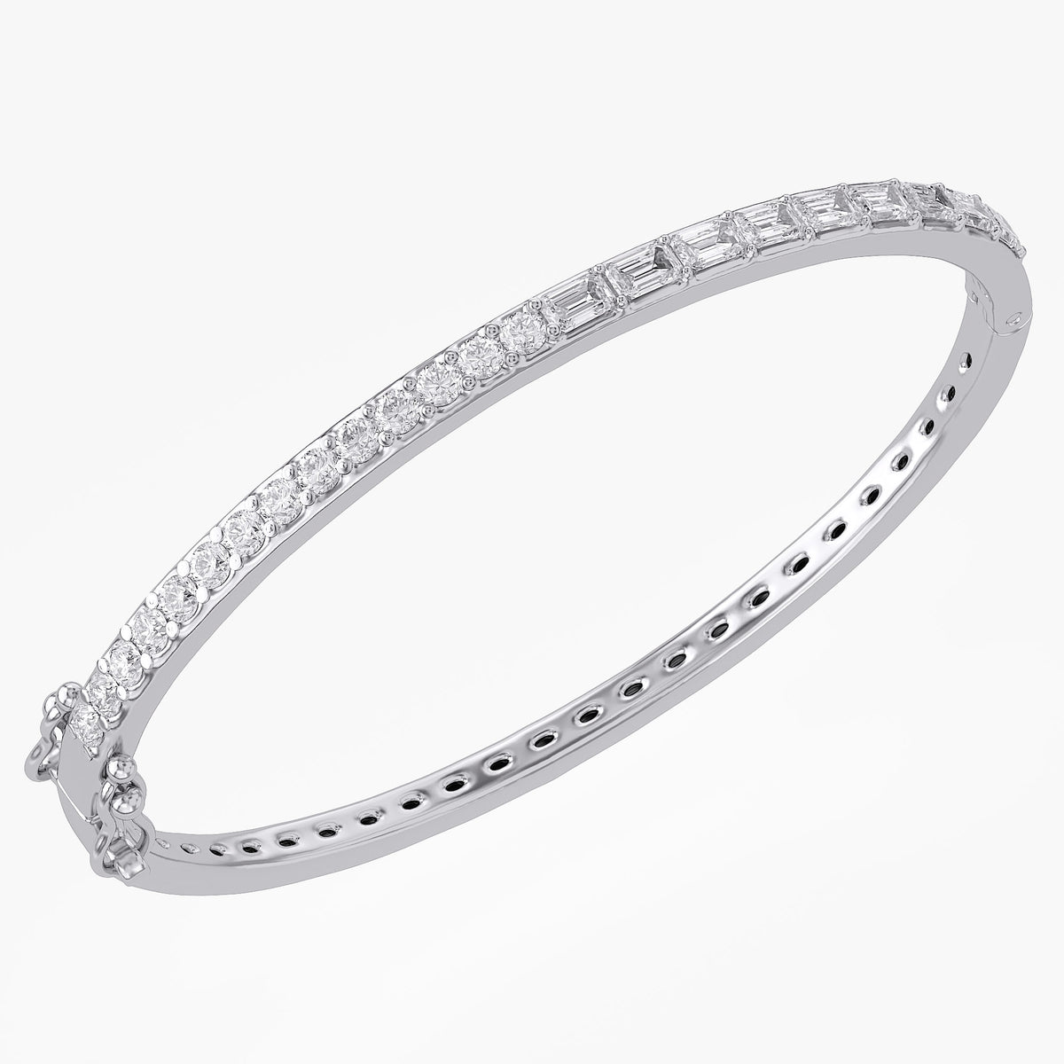 2.00 Carat Taper and Round Cut Lab Grown Diamond Tennis Bangle Bracelet
