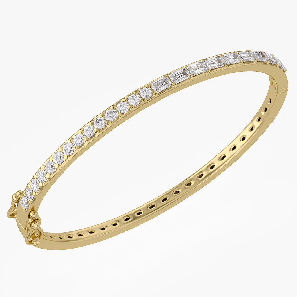 2.00 Carat Taper and Round Cut Lab Grown Diamond Tennis Bangle Bracelet