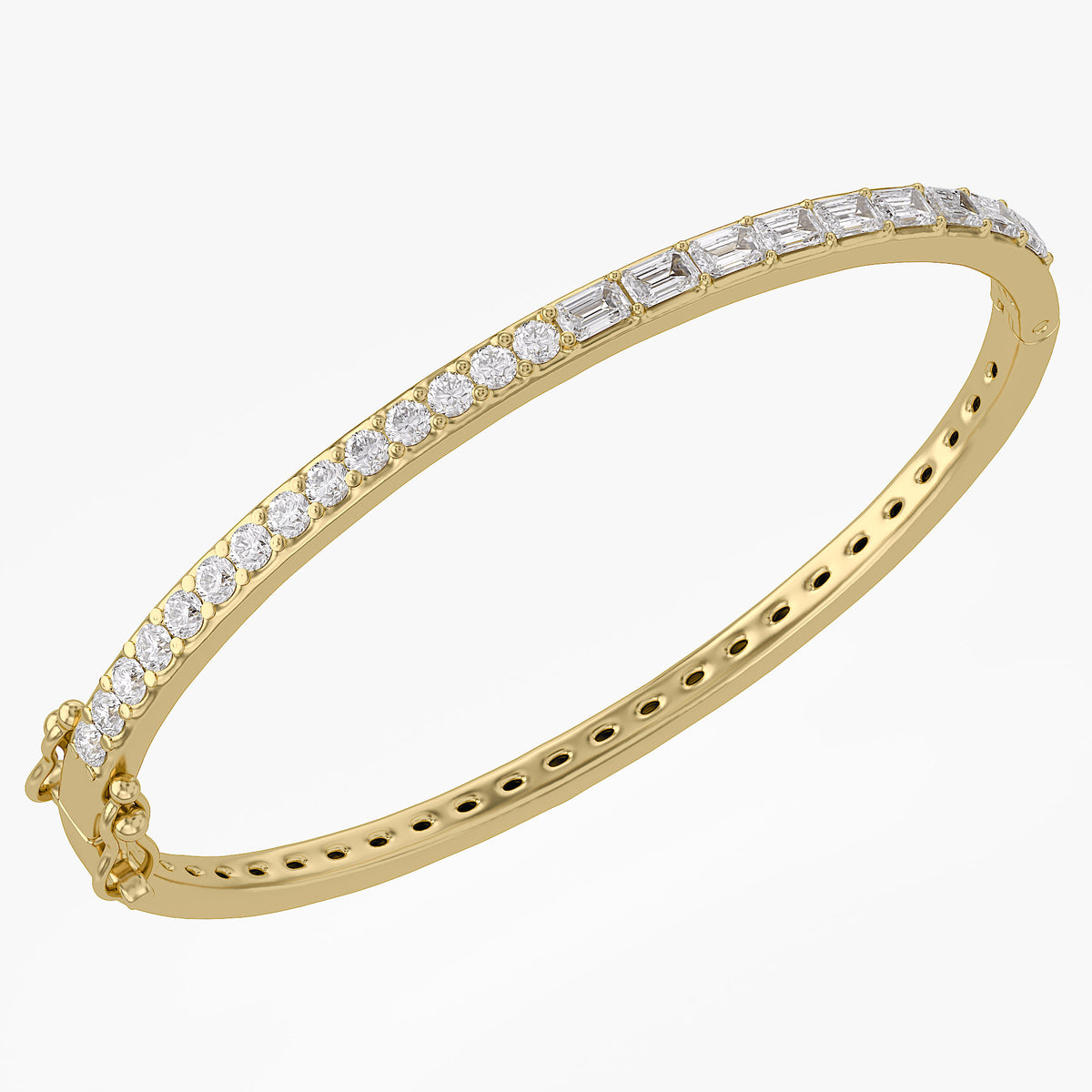 2.00 Carat Taper and Round Cut Lab Grown Diamond Tennis Bangle Bracelet