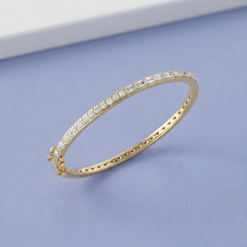 2.00 Carat Taper and Round Cut Lab Grown Diamond Tennis Bangle Bracelet