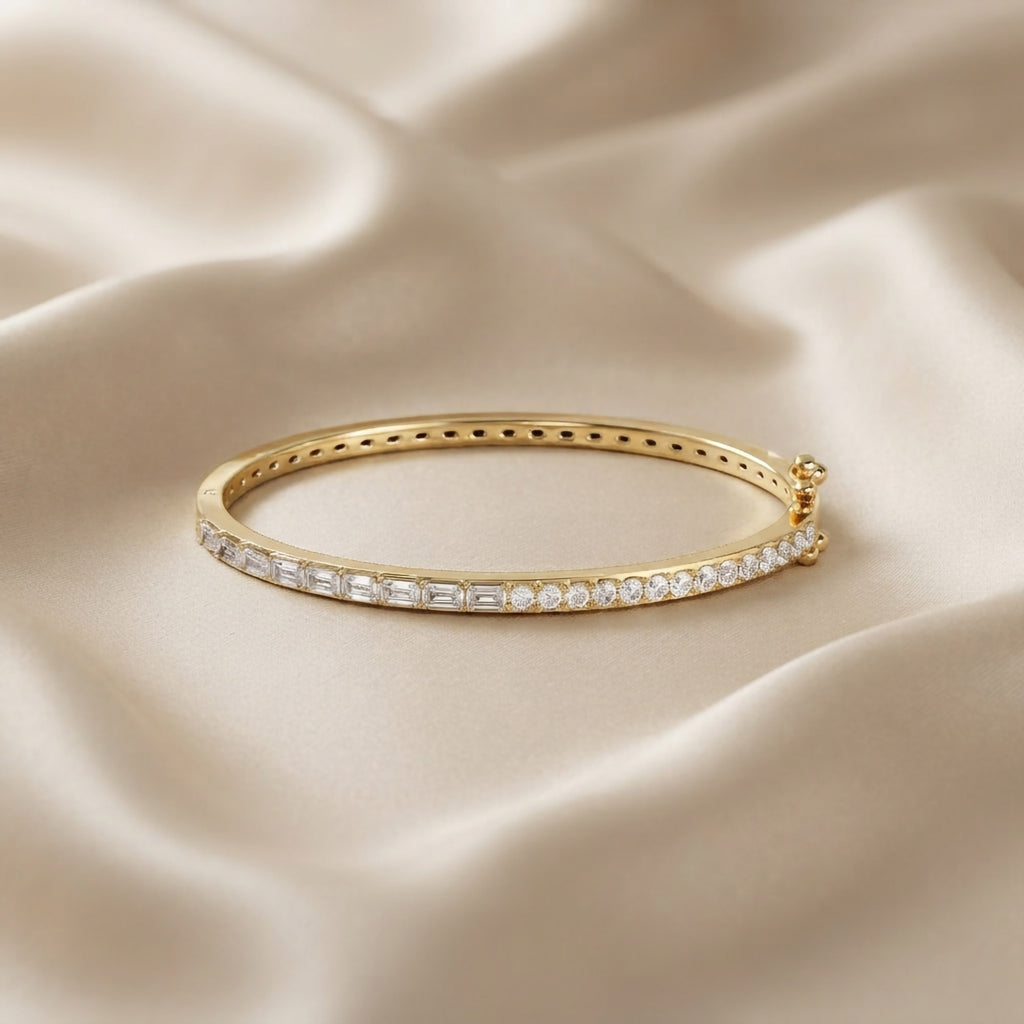 2.00 Carat Taper and Round Cut Lab Grown Diamond Tennis Bangle Bracelet