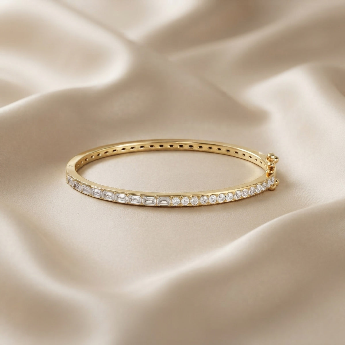 2.00 Carat Taper and Round Cut Lab Grown Diamond Tennis Bangle Bracelet