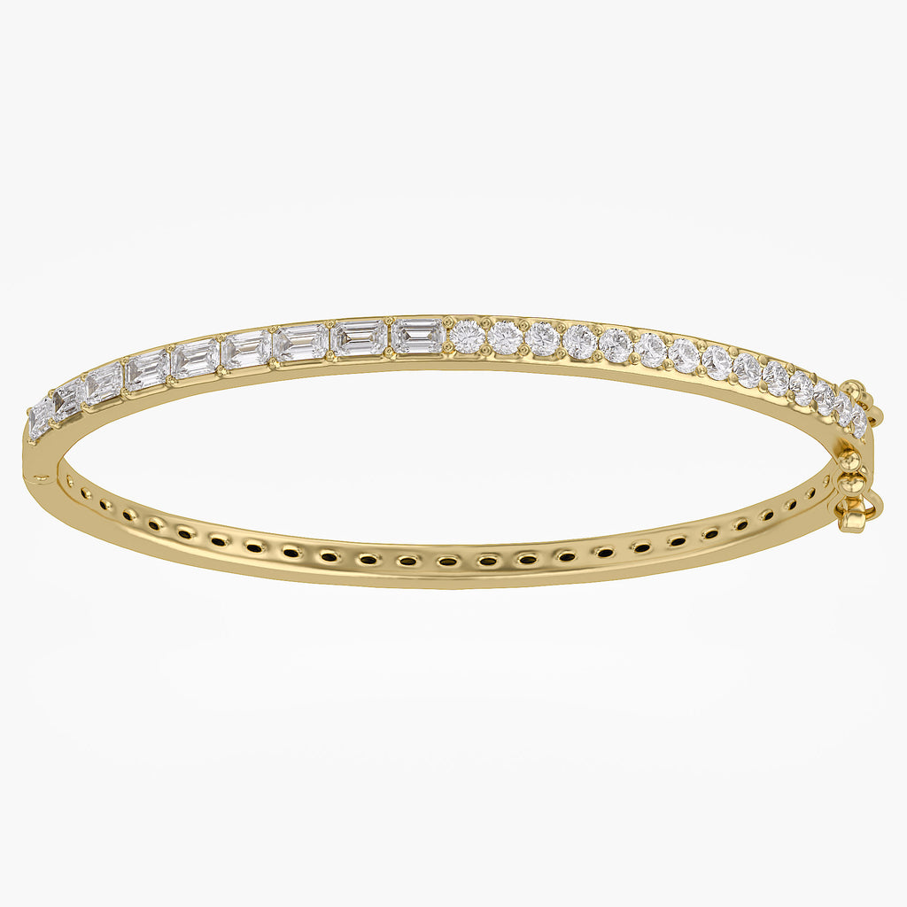 2.00 Carat Taper and Round Cut Lab Grown Diamond Tennis Bangle Bracelet