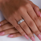 1.20 Carat Oval and Round Cut Lab Grown Diamond Bridal Set Engagement Ring