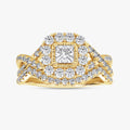 1.05 Carat Princess and Round Cut Lab Grown Diamond Bridal Set Wedding Ring