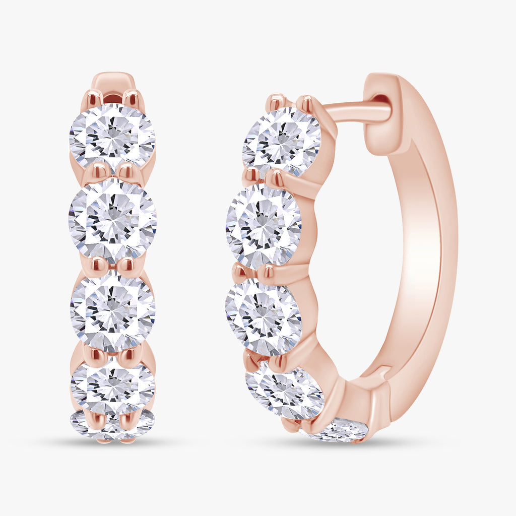 1.60 CTW Round Cut Lab Grown Diamond Hoop Earrings