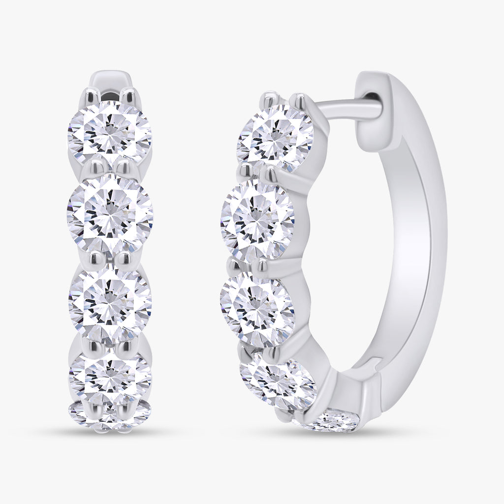 1.60 CTW Round Cut Lab Grown Diamond Hoop Earrings