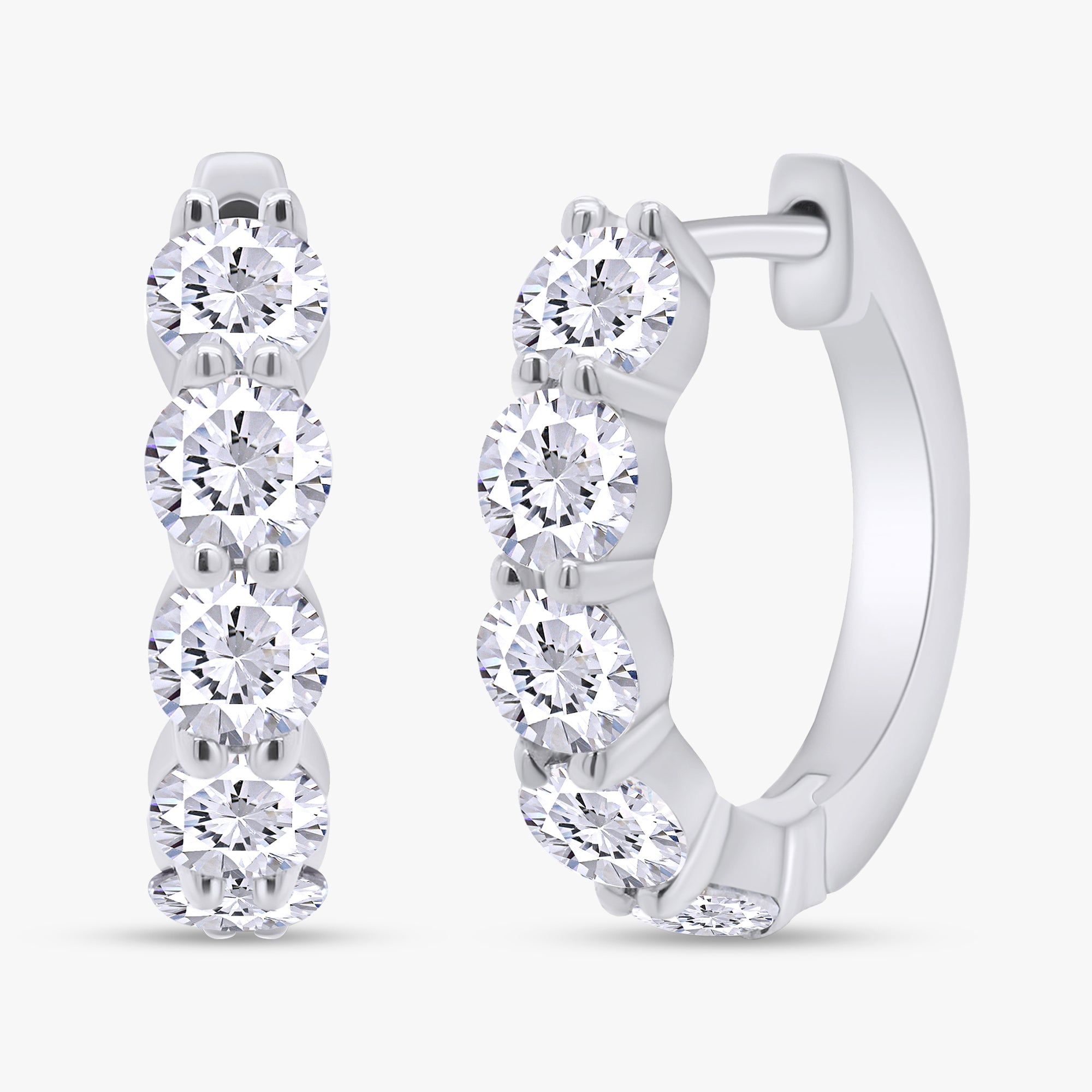 1.60 CTW Round Cut Lab Grown Diamond Hoop Earrings