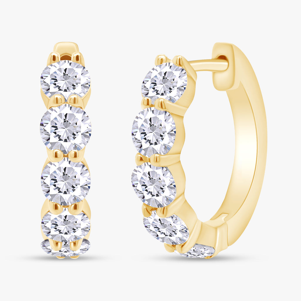 1.60 CTW Round Cut Lab Grown Diamond Hoop Earrings