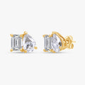 2.60 Carat Emerald and Pear Shape Lab Grown Diamond Toi et Moi Stud Earrings